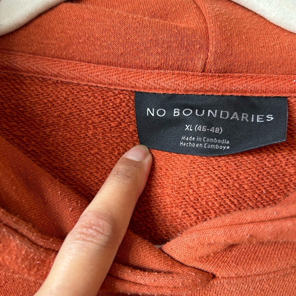 No Boundaries XL Hoodie Fall Autumn Winter Pumpkin Spice Orange Pullover Sweater - Picture 2 of 3